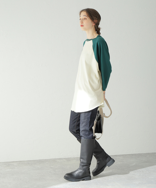 ALORE（アローレ）の「別注【ALORE/アローレ】ラグランT（Tシャツ/カットソー・レディース・オレンジ/ブラック/ブラウン/グリーン・FREE）」の8枚目の写真