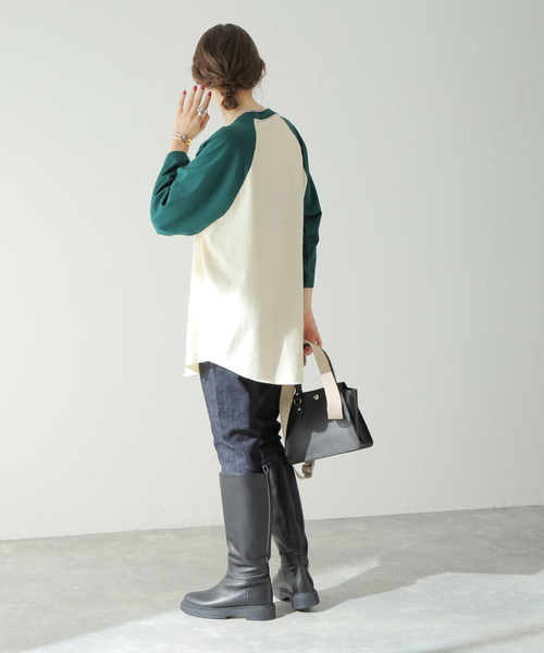 ALORE（アローレ）の「別注【ALORE/アローレ】ラグランT（Tシャツ/カットソー・レディース・オレンジ/ブラック/ブラウン/グリーン・FREE）」の9枚目の写真