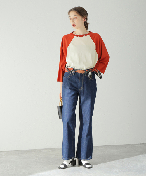 ALORE（アローレ）の「別注【ALORE/アローレ】ラグランT（Tシャツ/カットソー・レディース・オレンジ/ブラック/ブラウン/グリーン・FREE）」の10枚目の写真