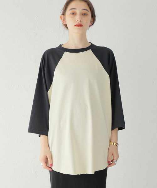 ALORE（アローレ）の「別注【ALORE/アローレ】ラグランT（Tシャツ/カットソー・レディース・オレンジ/ブラック/ブラウン/グリーン・FREE）」の12枚目の写真