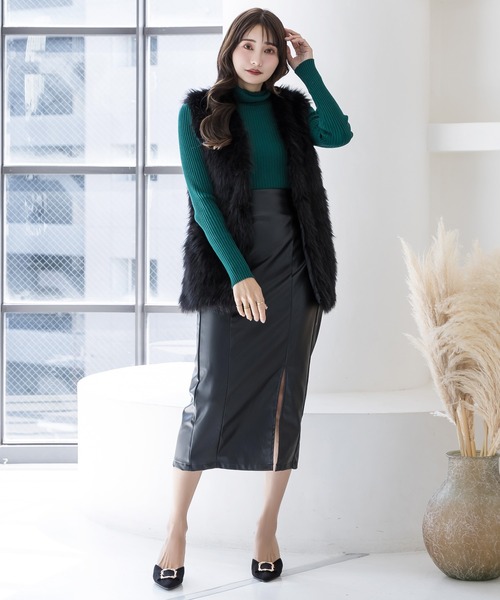 Julia Boutique（ジュリアブティック）の「フェイクファーベスト/22543（ベスト・レディース・グレー/ベージュ/ブラック/ピンク/ホワイト・ONE）」の6枚目の写真