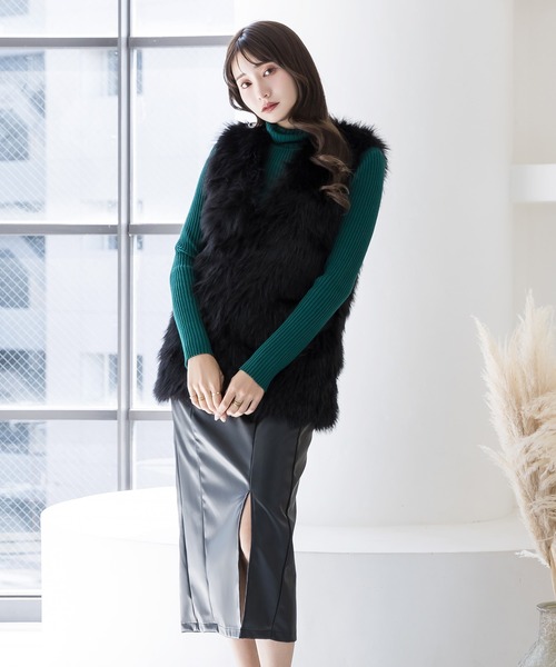 Julia Boutique（ジュリアブティック）の「フェイクファーベスト/22543（ベスト・レディース・グレー/ベージュ/ブラック/ピンク/ホワイト・ONE）」の8枚目の写真