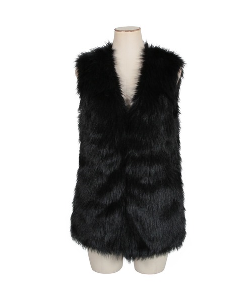 Julia Boutique（ジュリアブティック）の「フェイクファーベスト/22543（ベスト・レディース・グレー/ベージュ/ブラック/ピンク/ホワイト・ONE）」の15枚目の写真