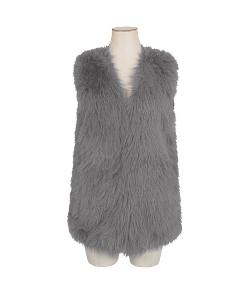 Julia Boutique（ジュリアブティック）の「フェイクファーベスト/22543（ベスト・レディース・グレー/ベージュ/ブラック/ピンク/ホワイト・ONE）」の16枚目の写真