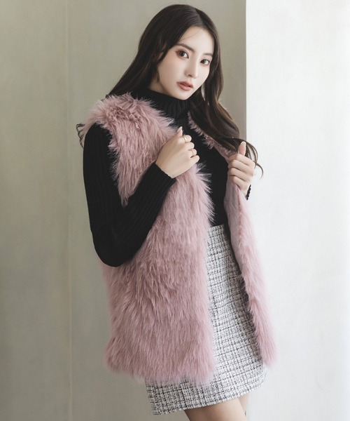 Julia Boutique（ジュリアブティック）の「フェイクファーベスト/22543（ベスト・レディース・グレー/ベージュ/ブラック/ピンク/ホワイト・ONE）」の22枚目の写真