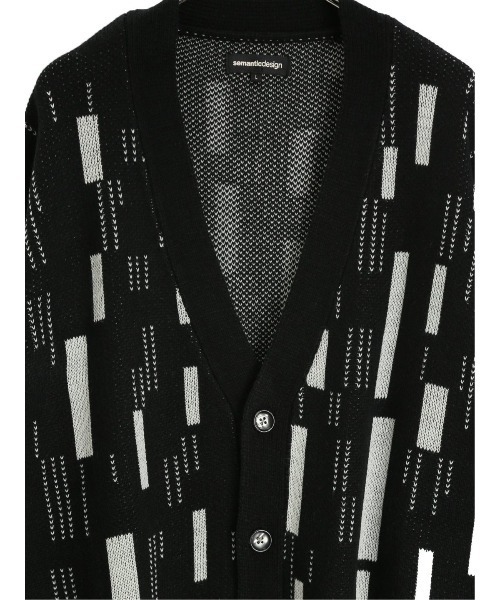 【セール】セマンティックデザイン 幾何学柄 Vネック BIGニットカーディガン（カーディガン/ボレロ）｜semantic design（セマンティックデザイン）
