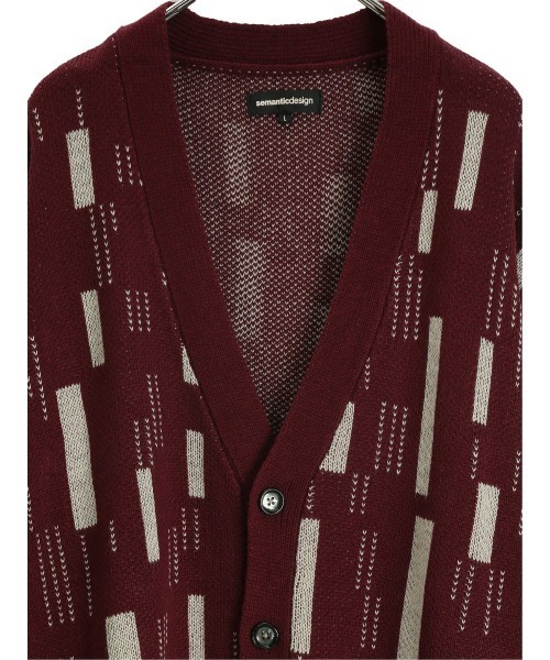 【セール】セマンティックデザイン 幾何学柄 Vネック BIGニットカーディガン（カーディガン/ボレロ）｜semantic design（セマンティックデザイン）