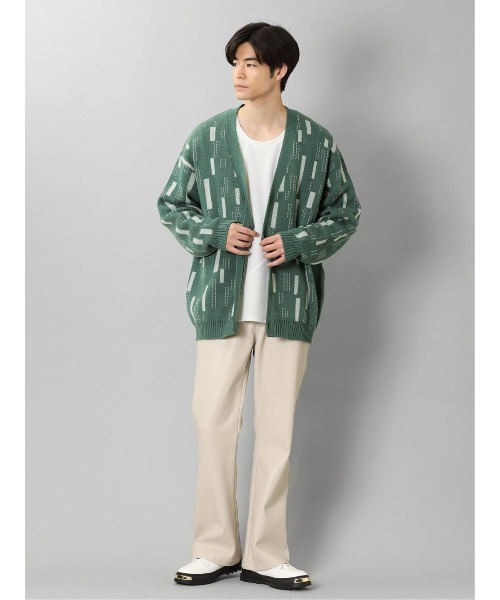 【セール】セマンティックデザイン 幾何学柄 Vネック BIGニットカーディガン（カーディガン/ボレロ）｜semantic design（セマンティックデザイン）