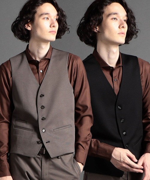 MONSIEUR NICOLE（ムッシュニコル）の「バーズアイジャージー リバーシブルジレ（ベスト・メンズ・ベージュ/グレー/その他1・MEDIUM/LARGE/X-LARGE）」の2枚目の写真