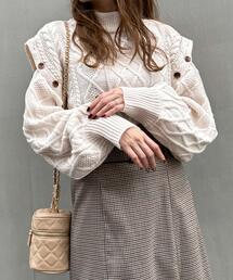 INGNI | 袖ボタンケーブルモックネックニット(ニット/セーター)