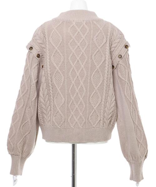 INGNI（イング）の「袖ボタンケーブルモックネックニット（ニット/セーター・レディース・ベージュ/ブラック/アイボリー・M）」の6枚目の写真