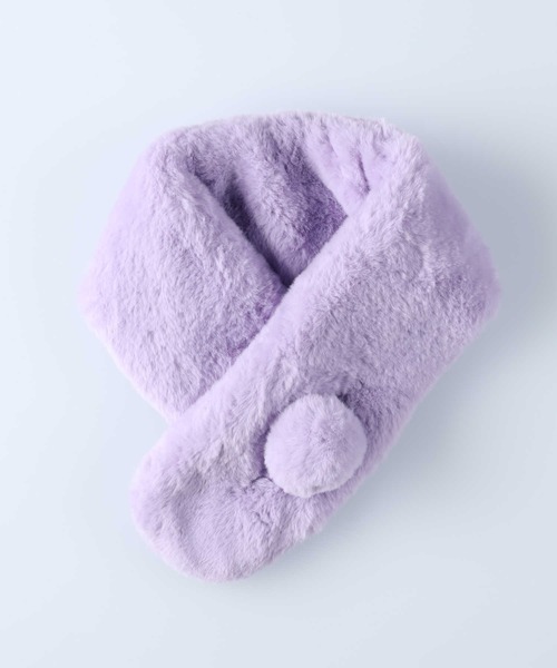 Right-on（ライトオン）の「差し込みマフラー（マフラー・キッズ・ベージュ/ホワイト/パープル・ONE SIZE）」の3枚目の写真