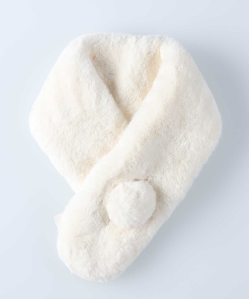 Right-on（ライトオン）の「差し込みマフラー（マフラー・キッズ・ベージュ/ホワイト/パープル・ONE SIZE）」の2枚目の写真