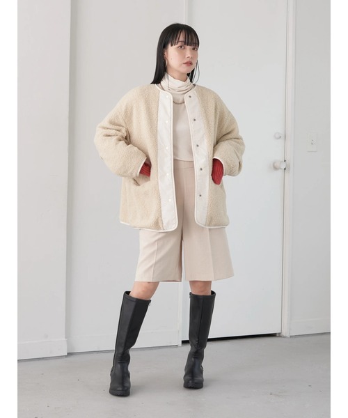 earth music&ecology(アースミュージックアンドエコロジー)の「ボアキルティングリバーシブルコート(その他アウター・レディース・カーキ/アイボリー/ブラック/モカ・M/L)」の15枚目の写真