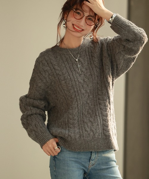 SAISON DE PAPILLON（セゾンドパピヨン）の「ケーブル編み厚手ニット