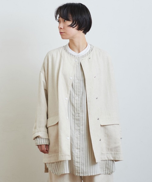 新品未使用　yuni ツイルノーカラーコート yuni（ユニ ）の「ツイルノーカラーコート C/Li/R/P twill no collar