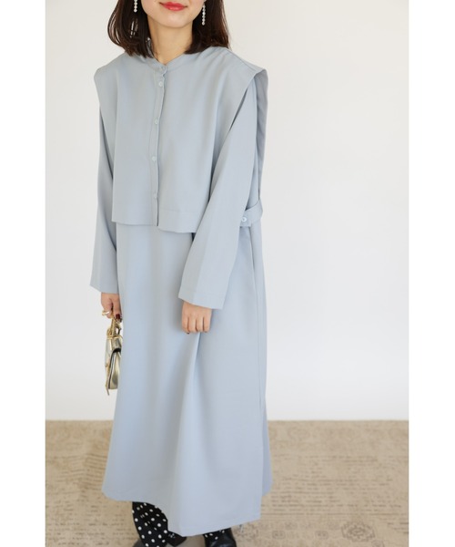 &. NOSTALGIA（アンドドットノスタルジア）の「【ZOZO限定】レイヤード風スリットスリーブワンピース（ワンピース・レディース・グレイッシュベージュ/サックスブルー・FREE）」の21枚目の写真