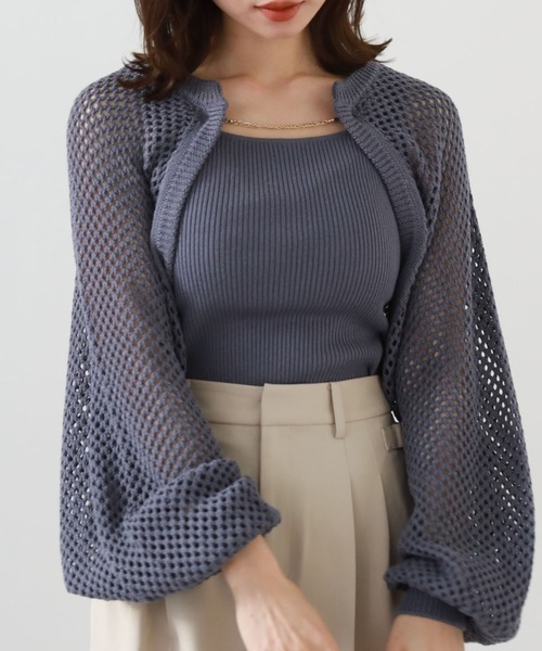 archives（アルシーヴ）の「チェーンニットボレロアンサンブル（ニット/セーター・レディース・ブルー/アイボリー/ブラック/グレイッシュベージュ・MEDIUM）」の14枚目の写真