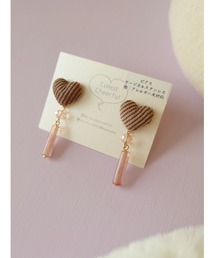tone（トーン）の「【ConodCheerful】ハートゆらゆらピンクビーズ ピアス(MA)（ピアス（両耳用））」