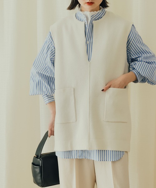 SENSE OF PLACE by URBAN RESEARCH（センスオブプレイスバイアーバンリサーチ）の「スキッパーニットベスト（ベスト・レディース・ライトグレー/ベージュ/オフホワイト/ブラック・ONE）」の18枚目の写真