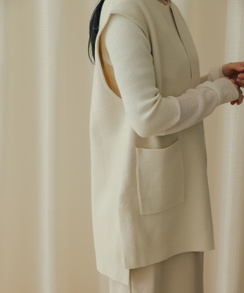 SENSE OF PLACE by URBAN RESEARCH（センスオブプレイスバイアーバンリサーチ）の「スキッパーニットベスト（ベスト・レディース・ライトグレー/ベージュ/オフホワイト/ブラック・ONE）」の22枚目の写真