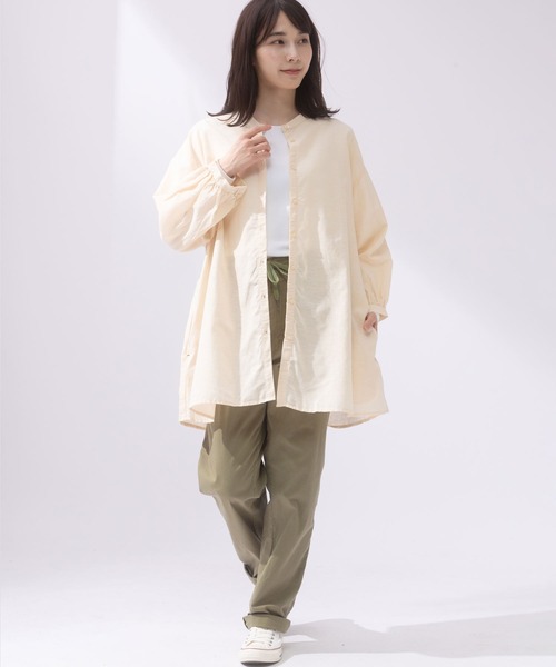 AnNet(アネット)の「麻混 チュニック シャツ(シャツ/ブラウス・レディース・ストライプ/ベージュ/サックスブルー・5L/3L/4L)」の13枚目の写真