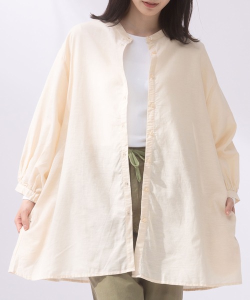 AnNet(アネット)の「麻混 チュニック シャツ(シャツ/ブラウス・レディース・ストライプ/ベージュ/サックスブルー・5L/3L/4L)」の15枚目の写真