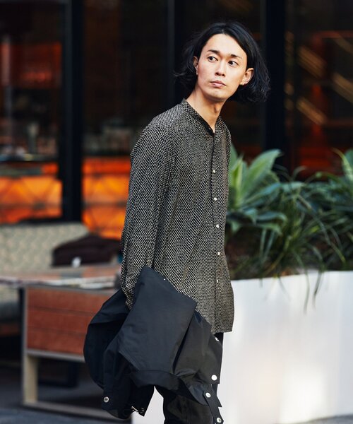 セール】【LA BOUCLE / ラブークル】スタンドカラーシャツ パターン