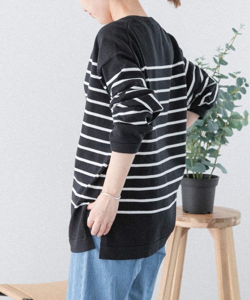 FORK&SPOON(フォークアンドスプーン)の「FORK&SPOON スリットネックボーダーニット(ニット/セーター・レディース・ホワイト系その他/ブラック系その他・1)」の4枚目の写真