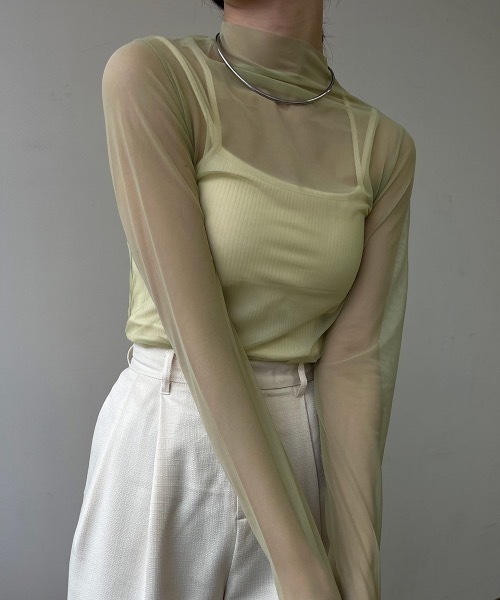 Amiur（エミレ）の「sheer multi tops（Tシャツ/カットソー・レディース・グリーン/アイボリー/ブラック/ピンク・FREE）」の7枚目の写真