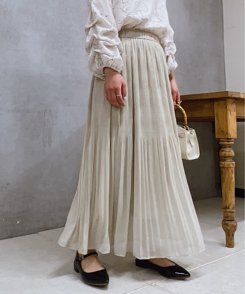 un dix cors（アンディコール）の「切替ギャザースカート（スカート・レディース・グリーン/ブルー/ベージュ・FREE）」の2枚目の写真