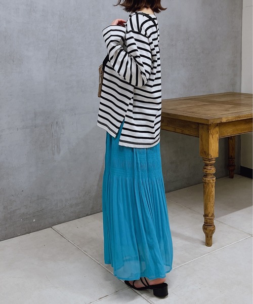 un dix cors（アンディコール）の「切替ギャザースカート（スカート・レディース・グリーン/ブルー/ベージュ・FREE）」の4枚目の写真