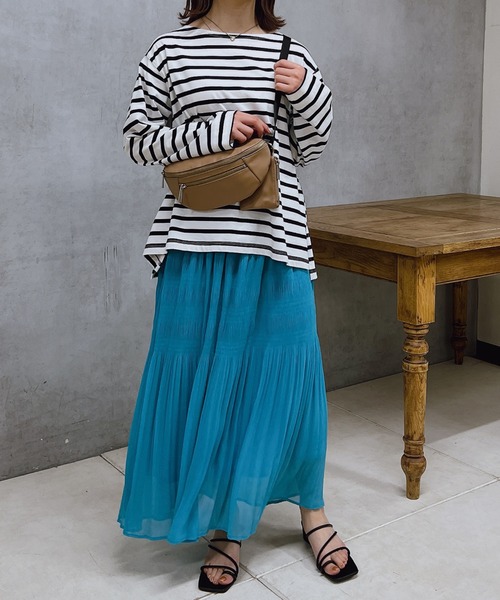 un dix cors（アンディコール）の「切替ギャザースカート（スカート・レディース・グリーン/ブルー/ベージュ・FREE）」の17枚目の写真