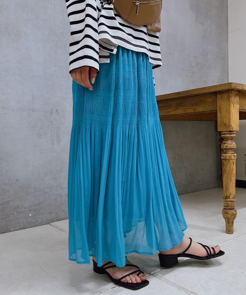 un dix cors（アンディコール）の「切替ギャザースカート（スカート・レディース・グリーン/ブルー/ベージュ・FREE）」の10枚目の写真