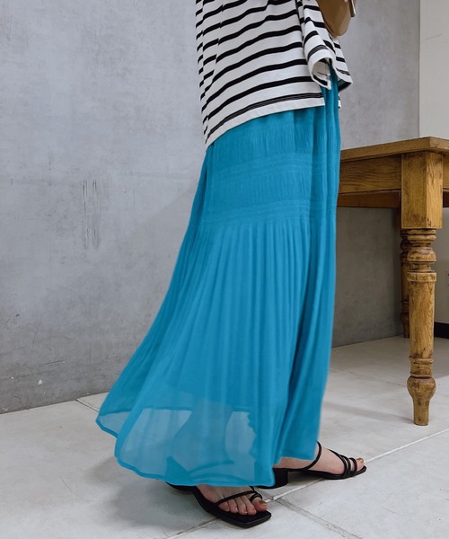 un dix cors（アンディコール）の「切替ギャザースカート（スカート・レディース・グリーン/ブルー/ベージュ・FREE）」の7枚目の写真