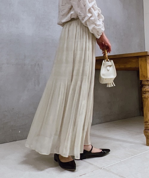 un dix cors（アンディコール）の「切替ギャザースカート（スカート・レディース・グリーン/ブルー/ベージュ・FREE）」の21枚目の写真