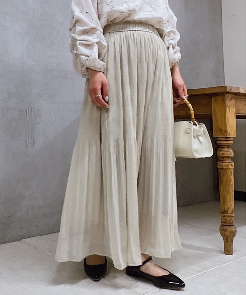 un dix cors（アンディコール）の「切替ギャザースカート（スカート・レディース・グリーン/ブルー/ベージュ・FREE）」の5枚目の写真