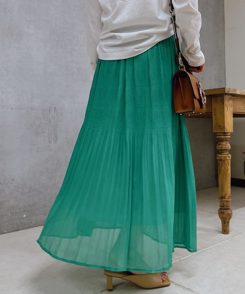 un dix cors（アンディコール）の「切替ギャザースカート（スカート・レディース・グリーン/ブルー/ベージュ・FREE）」の16枚目の写真
