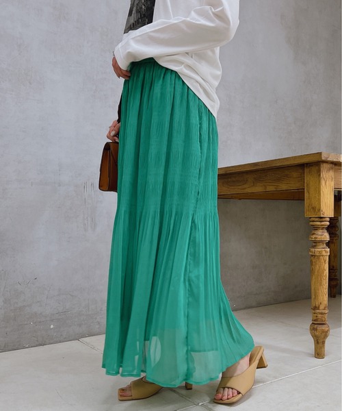 un dix cors（アンディコール）の「切替ギャザースカート（スカート・レディース・グリーン/ブルー/ベージュ・FREE）」の9枚目の写真