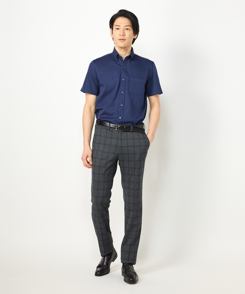 CROWDED CLOSET（クラウデッドクローゼット）の「格子柄 ニットサッカーポロシャツ（ポロシャツ・メンズ・ネイビー/ブルー/ブルー系その他・02/03/04）」の5枚目の写真