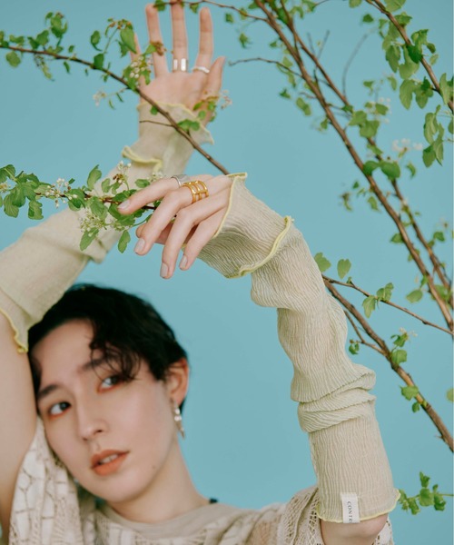 CONTROL FREAK / CTFK(コントロールフリーク)の「CONTROL FREAK(コントロールフリーク)シアーアームカバー(アームカバー・レディース・アイボリー/ブラック/グリーン・FREE)」の3枚目の写真