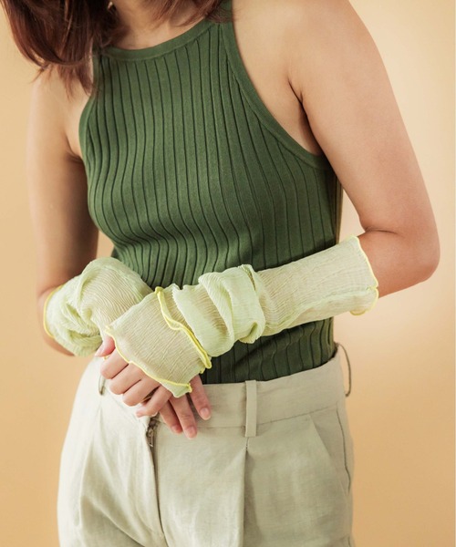 CONTROL FREAK / CTFK(コントロールフリーク)の「CONTROL FREAK(コントロールフリーク)シアーアームカバー(アームカバー・レディース・アイボリー/ブラック/グリーン・FREE)」の5枚目の写真