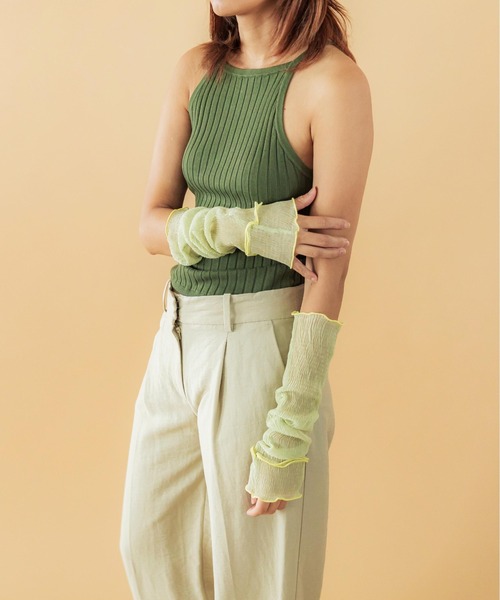 CONTROL FREAK / CTFK(コントロールフリーク)の「CONTROL FREAK(コントロールフリーク)シアーアームカバー(アームカバー・レディース・アイボリー/ブラック/グリーン・FREE)」の6枚目の写真