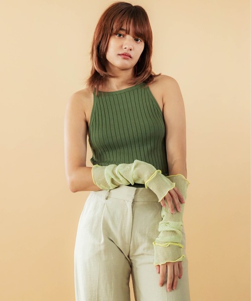 CONTROL FREAK / CTFK(コントロールフリーク)の「CONTROL FREAK(コントロールフリーク)シアーアームカバー(アームカバー・レディース・アイボリー/ブラック/グリーン・FREE)」の16枚目の写真