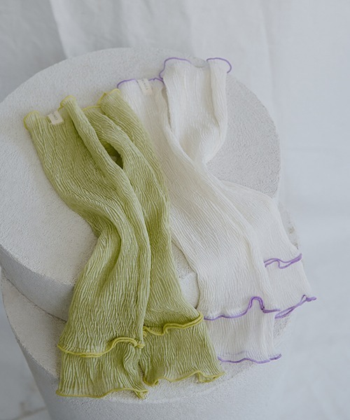 CONTROL FREAK / CTFK(コントロールフリーク)の「CONTROL FREAK(コントロールフリーク)シアーアームカバー(アームカバー・レディース・アイボリー/ブラック/グリーン・FREE)」の4枚目の写真