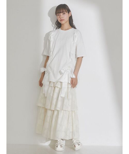 merry jenny（メリージェニー）の「Ribbon Teeチュニック（Tシャツ/カットソー・レディース・ブラック/ベージュ/オフホワイト・FREE）」の10枚目の写真