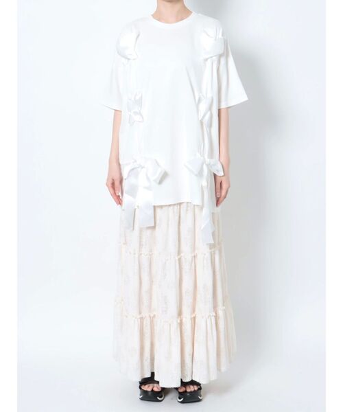 merry jenny（メリージェニー）の「Ribbon Teeチュニック（Tシャツ/カットソー・レディース・ブラック/ベージュ/オフホワイト・FREE）」の22枚目の写真