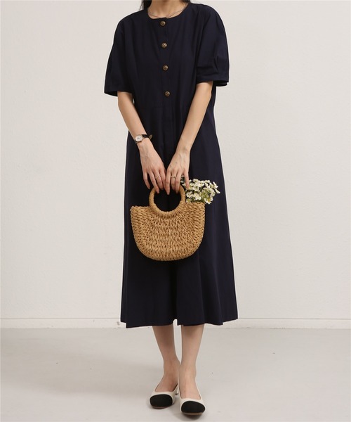 MAISON DE THERESE(メゾン ド テレーズ)の「Aラインロングシャツワンピース(ワンピース・レディース・ベージュ/ネイビー・M)」の10枚目の写真