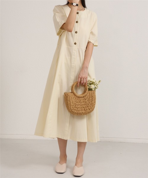 MAISON DE THERESE(メゾン ド テレーズ)の「Aラインロングシャツワンピース(ワンピース・レディース・ベージュ/ネイビー・M)」の7枚目の写真