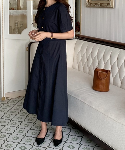 MAISON DE THERESE(メゾン ド テレーズ)の「Aラインロングシャツワンピース(ワンピース・レディース・ベージュ/ネイビー・M)」の8枚目の写真